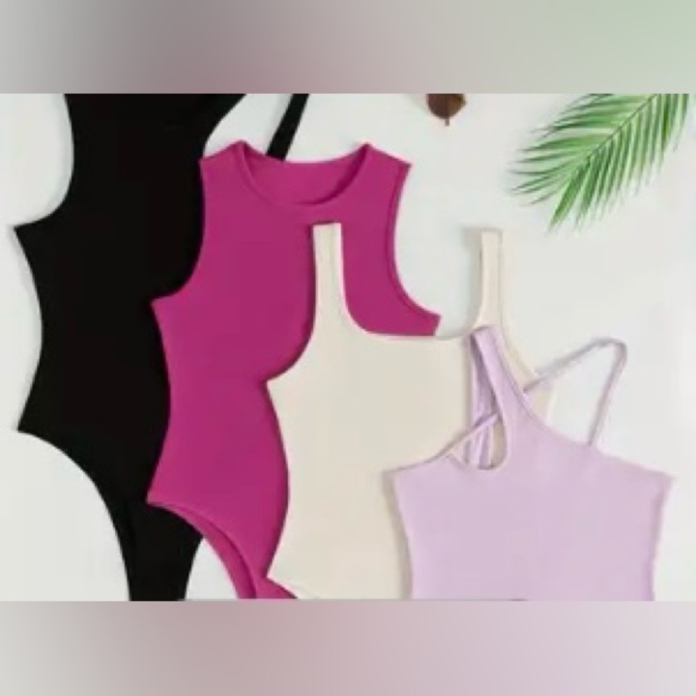 4 Colorful Sleeveless Bodysuits